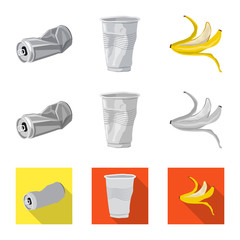 Vector design of refuse and junk logo. Collection of refuse and waste stock symbol for web.
