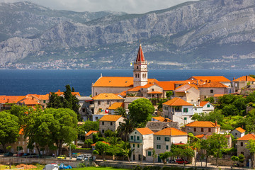 Postira on Brac island skyline view, Dalmatia, Croatia. Postira on Brac island skyline view,...