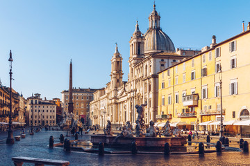 Piazza Navona in Rome, Italy early in the morning