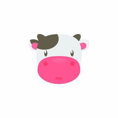 Avatar of a cow on a white background, cartoon cow logo vector mascot character avatar download