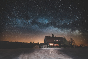 Milky way above the cottage