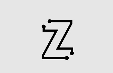 Z letter alphabet logo design with line and dots