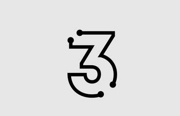 number 3 logo design with line and dots