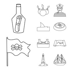 Vector design of treasure and ocean symbol. Set of treasure and nautical vector icon for stock.