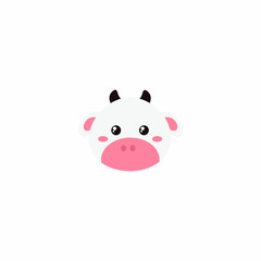 Avatar of a cow on a white background, cartoon cow logo vector mascot character avatar download
