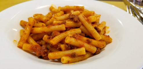 Penne pasta with bolognese sauce