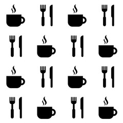 Seamless restaurant pattern black icon