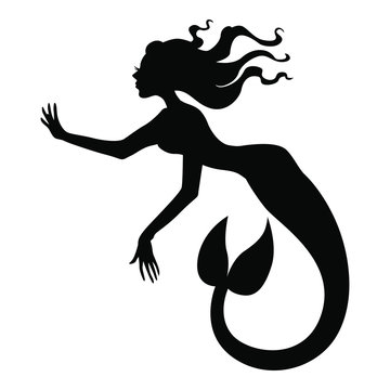 Vector illustrations of silhouette of mermaid