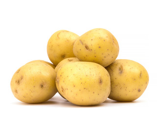 Pile of potatoes isolated on white background