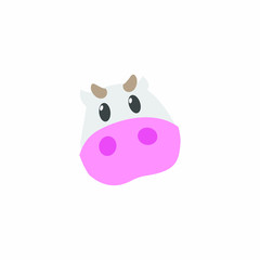 Avatar of a cow on a white background, cartoon cow logo vector mascot character avatar download