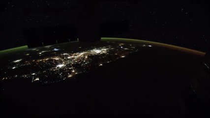 International Space Station - Circa January 2019: Planet Earth seen from the ISS. Space exploration of planet Earth at night. Elements of this video furnished by NASA.