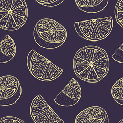 Outline orange fruit seamless pattern