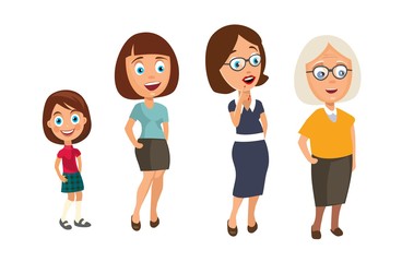 Fototapeta premium Set generations woman different ages from child to grandmother.