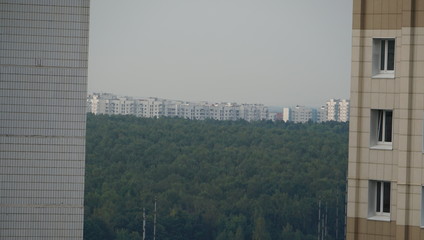 Urbain landscape view between two tall houses in Moscow