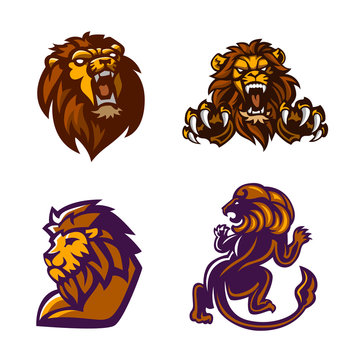 Lion, Mascot logo set, Vector illustration.