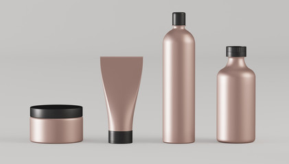 Mockup of jars and tubes for cosmetics - 3D illustration