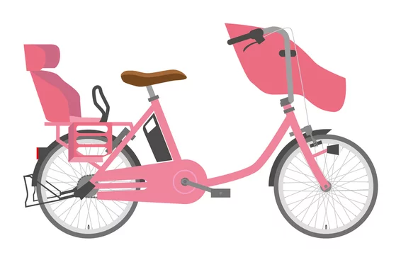 電動アシスト自転車のイラスト ピンク色 三人乗り 横向き ママチャリ 実用自転車 シティバイク Vector De Stock Adobe Stock