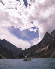 People Boating at Beautiful tourist place and blue water lake,