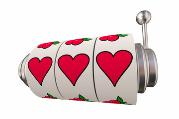 Lucky in Love Gambling on Romance Slot Machine Hearts 3d Illustration