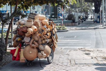 Rattanware Products on Sale on the Street of Ho Chi Minh City (Saigon), Vietnam