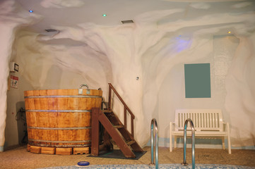 the interior of the aquazone in a spa salon: a janapese tube