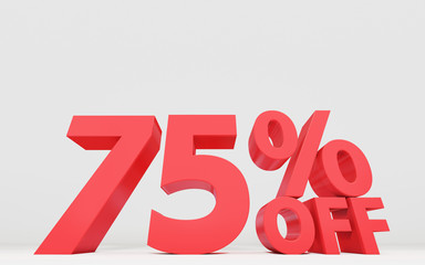 セールの値引き率を表示する立体の文字、パーセンテージ。