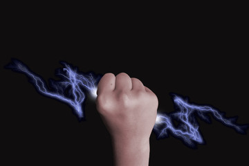 fist holding lightning bolt