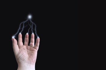 electricity emitting from fingers to focused point
