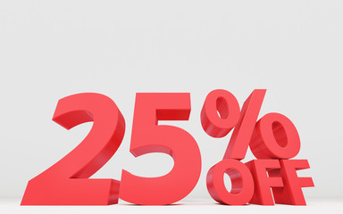 セールの値引き率を表示する立体の文字、パーセンテージ。