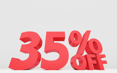 セールの値引き率を表示する立体の文字、パーセンテージ。