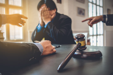 Businessman feels stressed when filed for bankruptcy, bankruptcy and execution concept.