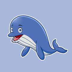 Vector illustration of cute cartoon whale  sperm.