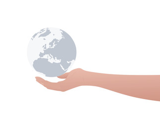 Hand hold world globe. vector