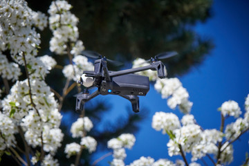 springtime in bavaria with a picture of a drone flying in the garden