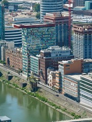 Obraz premium Aerial view of Düsseldorf in Germany seen from the Rhine tower