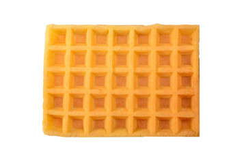 Belgian waffle isolated on white background.