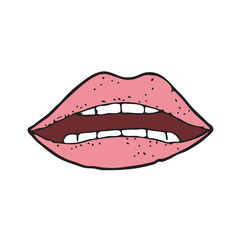 digitally drawn illustration lips design. hand drawing style