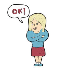 digitally drawn illustration woman said okay design. hand drawing style