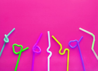 Colour plastic cocktail tubes with a flexible part, due to which they can be twisted into a knot or...