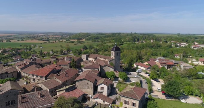 P&eacute;rouges aerial approach, Ain, labelled Les Plus Beaux Villages de France