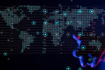World map point, line, composition, representing the global,