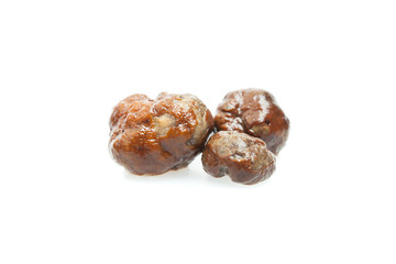 Three Truffle mushroom. White gourmet truffle mushroom isolated on white background