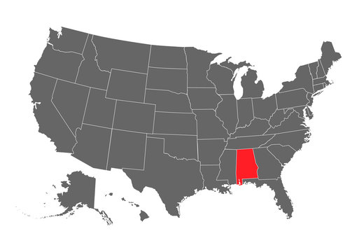 Black blank Alabama state map. Flat icon symbol vector illustration