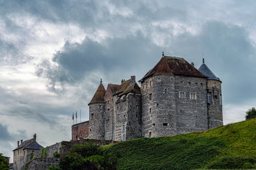 Ancient castle at the cloudy sky, Dieppe, France