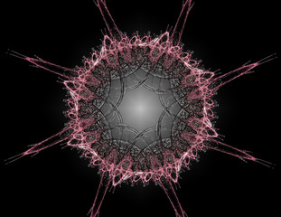 Abstract fractal background - computer-generated image. Digital art. Converging toward the center of the circles.