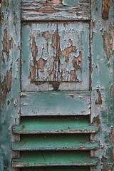 chipped paint on old, wooden door
