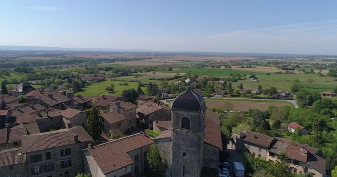 P&eacute;rouges lateral flight, Ain, labelled Les Plus Beaux Villages de France