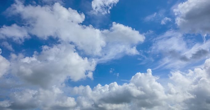 Sunny blue sky,nature white clouds.Beautiful cloud flying in blue sky,time lapse.