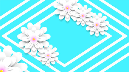 Color flowers paper background. Decorative paper flowers.