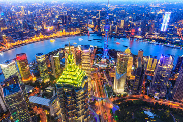 Naklejka na ściany i meble Aerial view of Shanghai cityscape